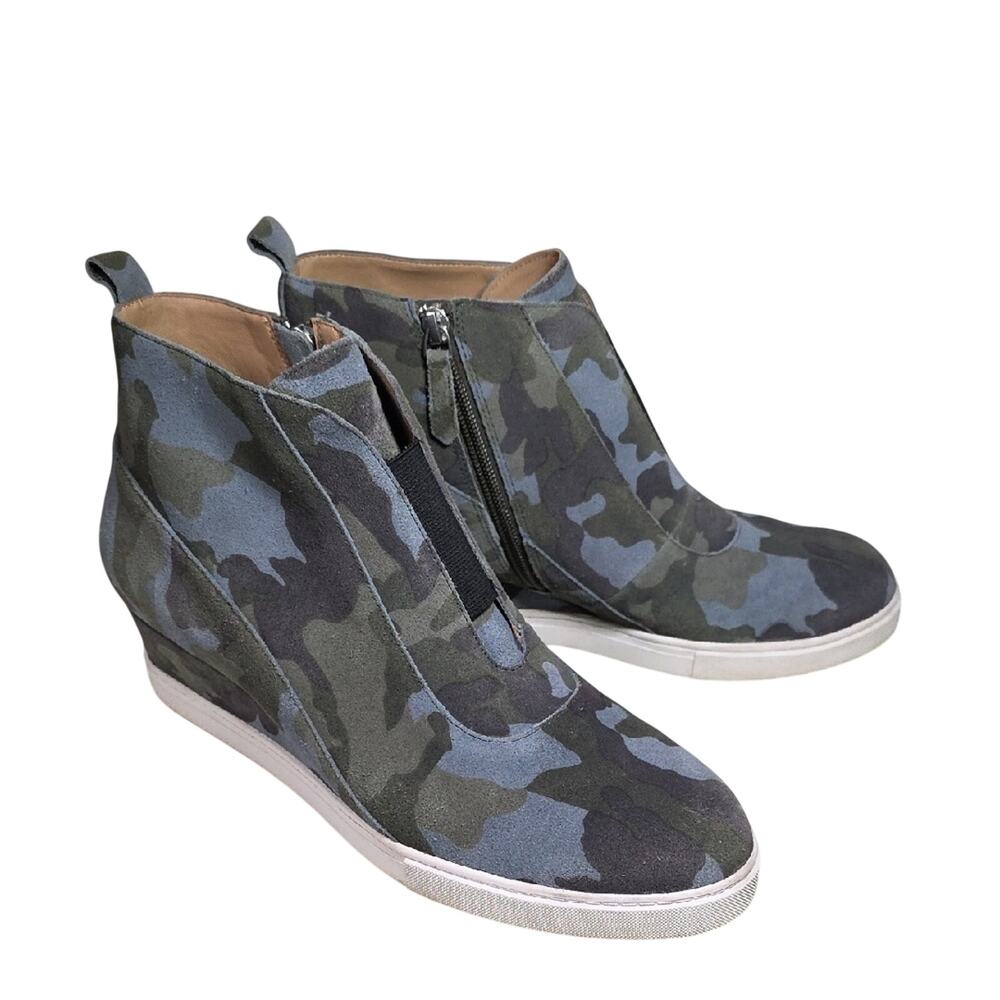 Linea Paolo Anna Low Wedge Camo Print Suede Womens Size 11